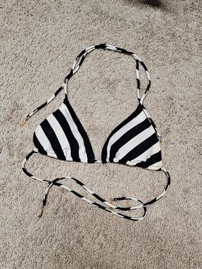 Juicy Couture Navy And White Stripes Bikini Triangle Top S